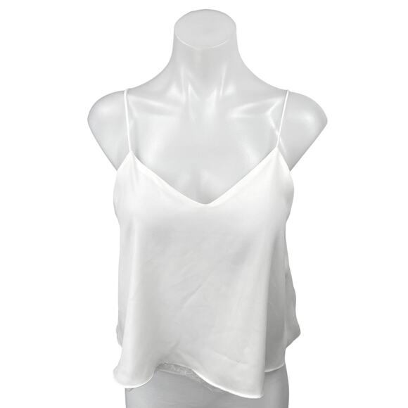 Zara TRF White Silky Satin Sleeveless V-neck Cami Camisole Crop Tank Top Size S - Picture 1 of 4